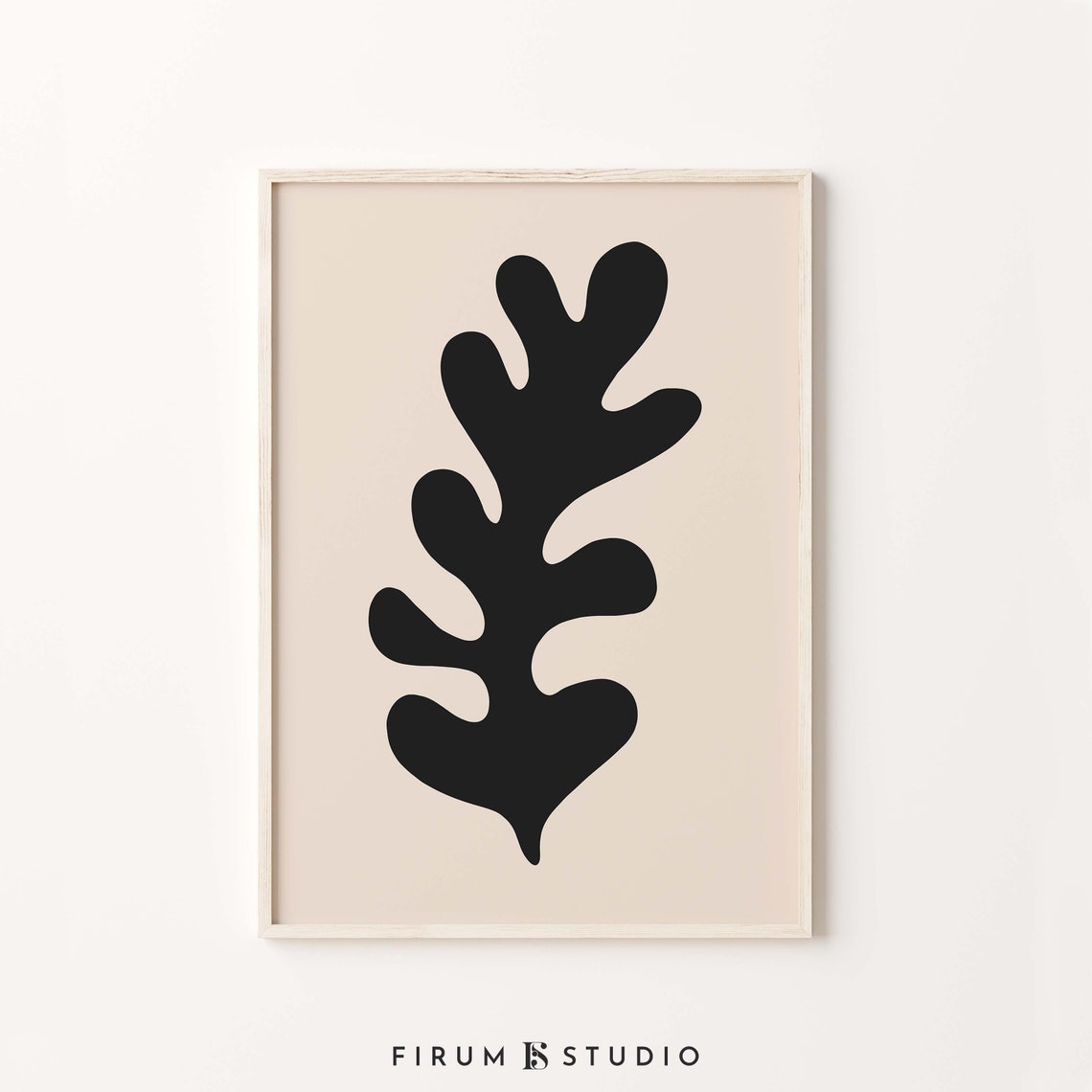 Black Oak Leaf Silhouette Minimal Botanical Statement Poster