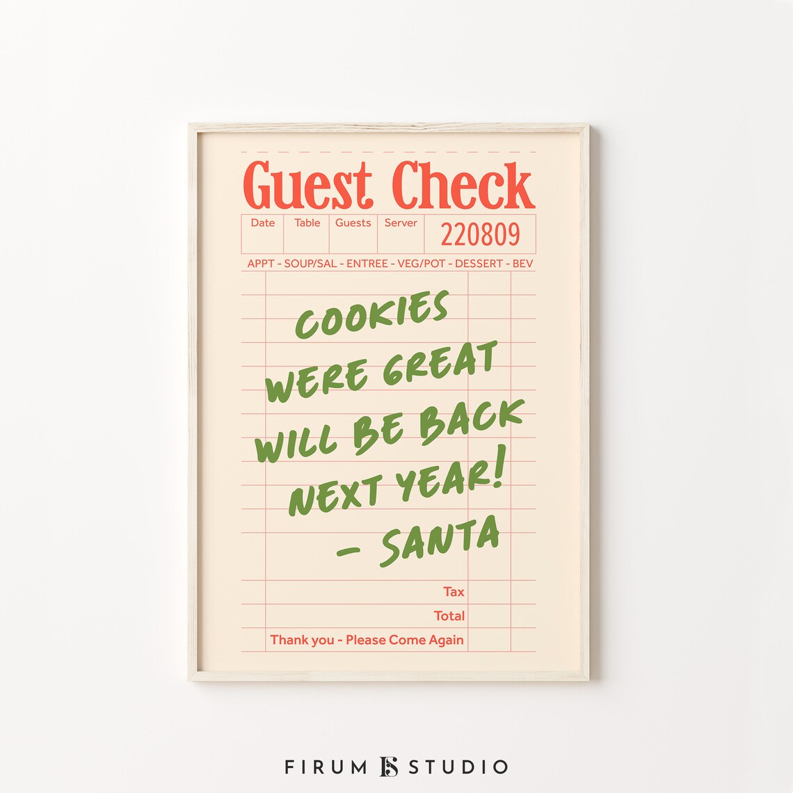 Cookies Were Great Santa Guest Check Funny Christmas Art Poster - Image 2