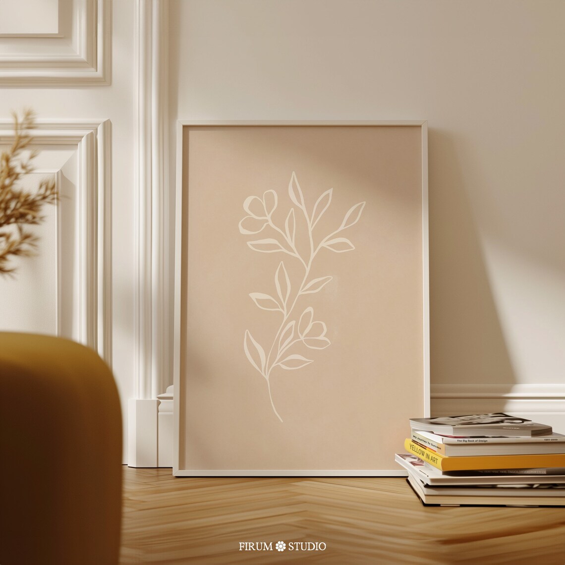 Neutral Floral Line Art Botanical Art Print