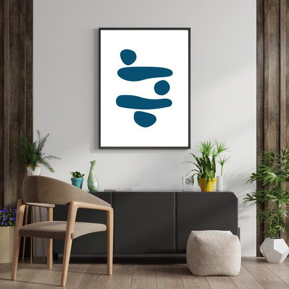 Zen Stone Wall Art Balancing Stones Wall Art Meditation Stone Print Spiritual Blue Energy Wall Art Abstract Print