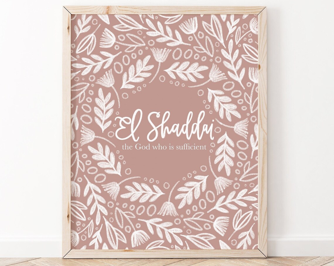 El Shaddai Scripture Art Print, Christian Wall Art