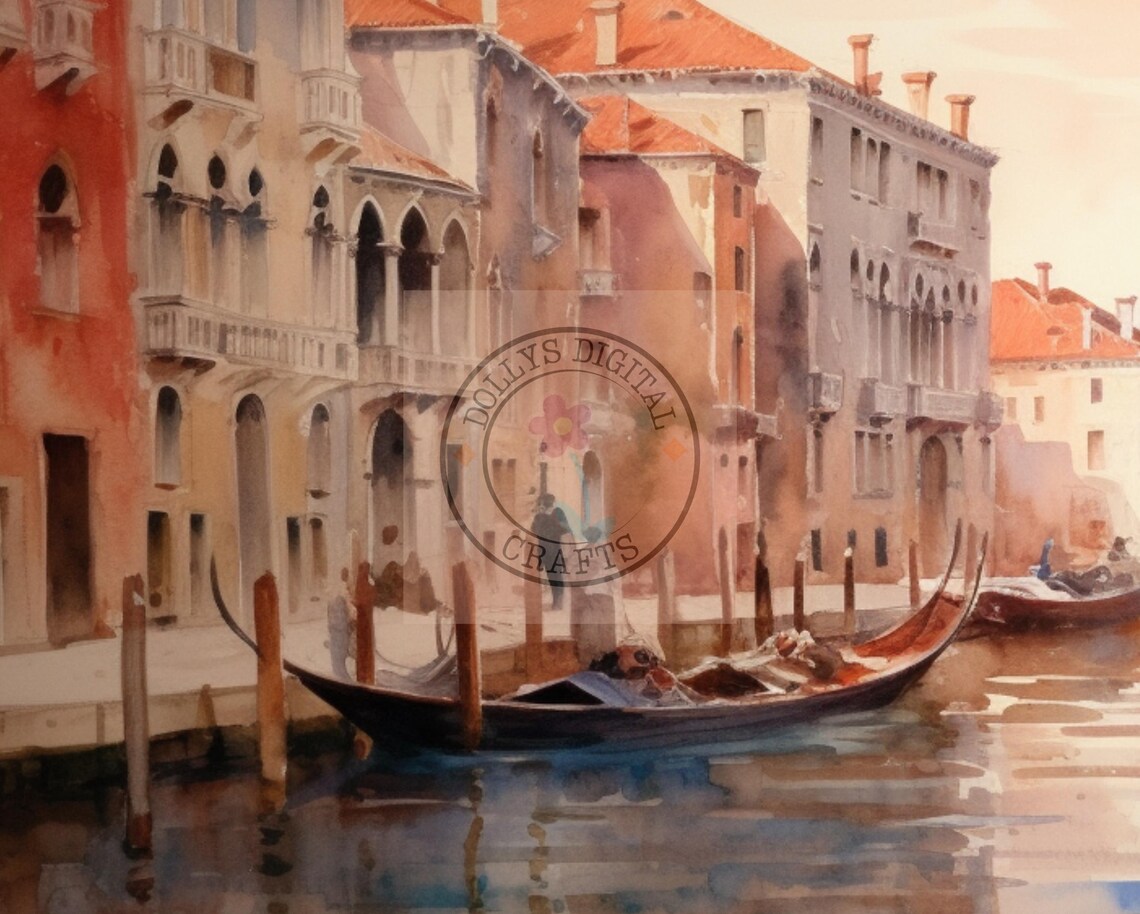 Venice Canal Gondola Watercolor Italian Scenic Travel Poster - Image 5