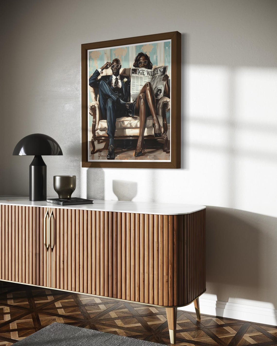 Elegant Black Couple Vintage Style Sophisticated Home Decor Poster - Image 3