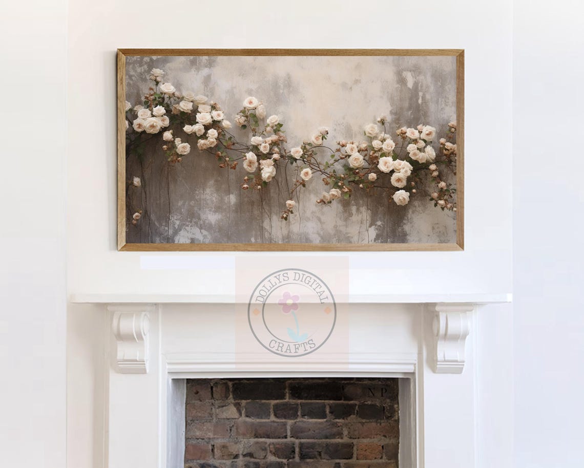 White Roses Vine Textured Wall Botanical Farmhouse Art Poster - Image 7