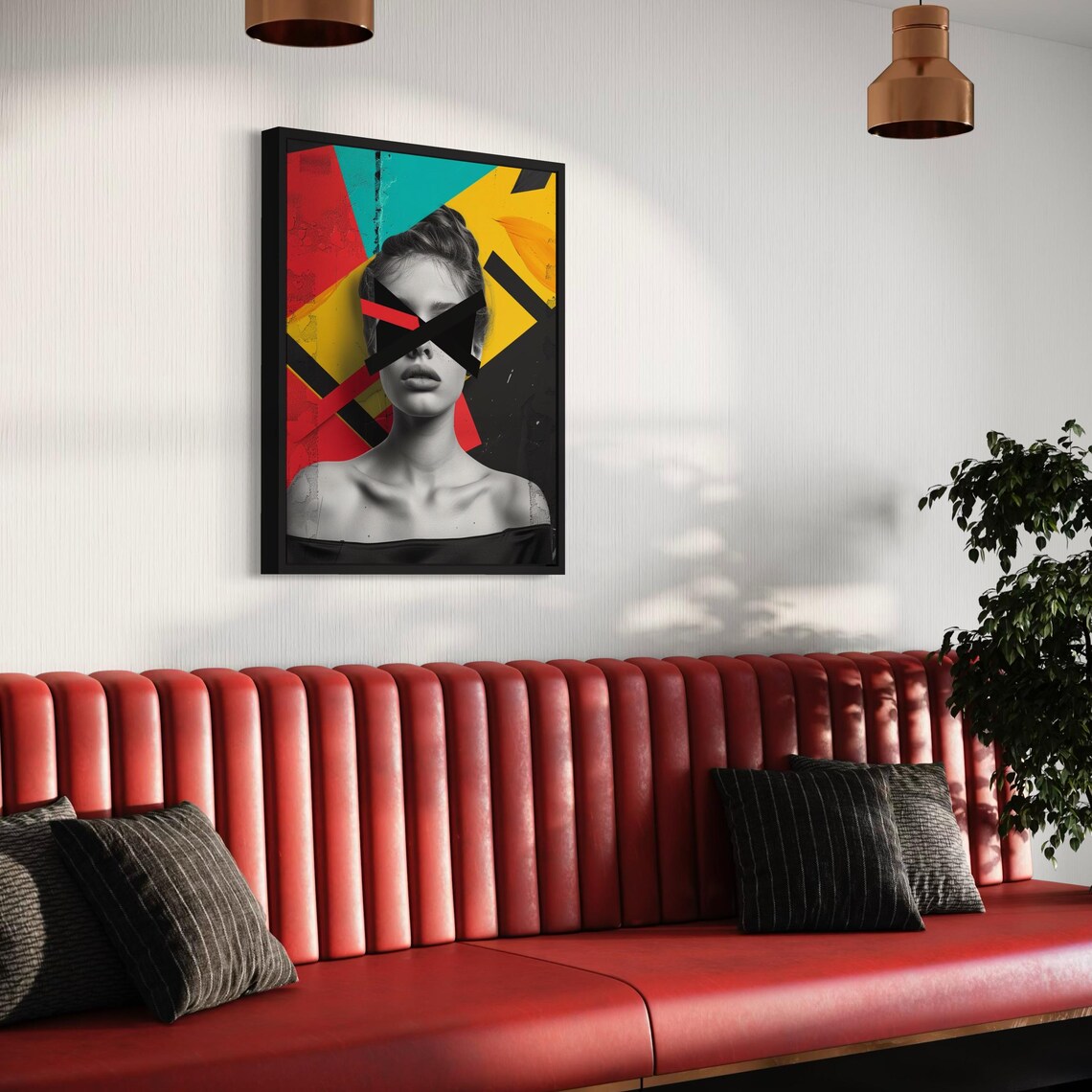 Woman Taped Eyes Pop Collage Color Block Edgy Art Poster Home Decor - Image 2