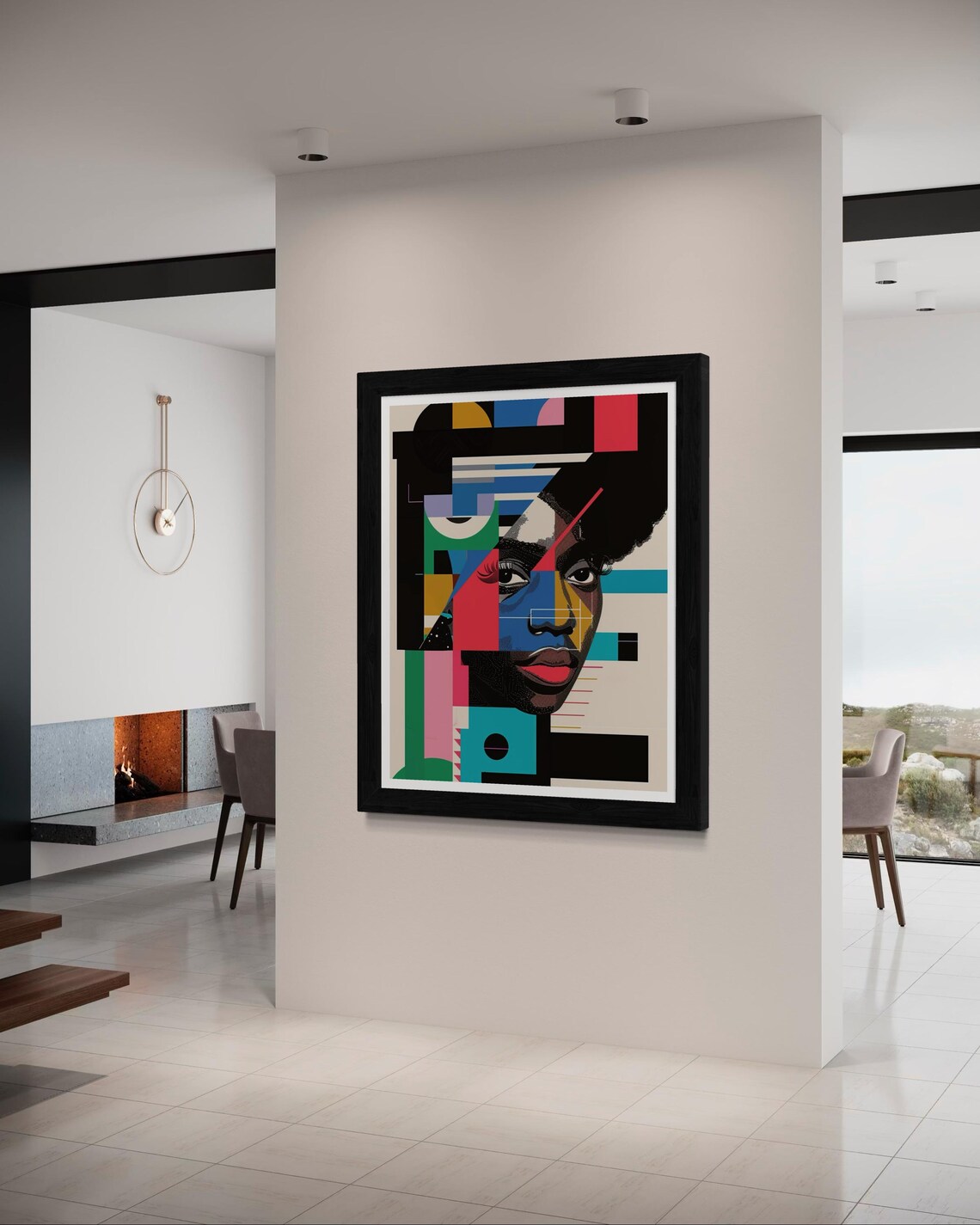 Bold Geometric African Woman Portrait Vibrant Abstract Wall Art - Image 5