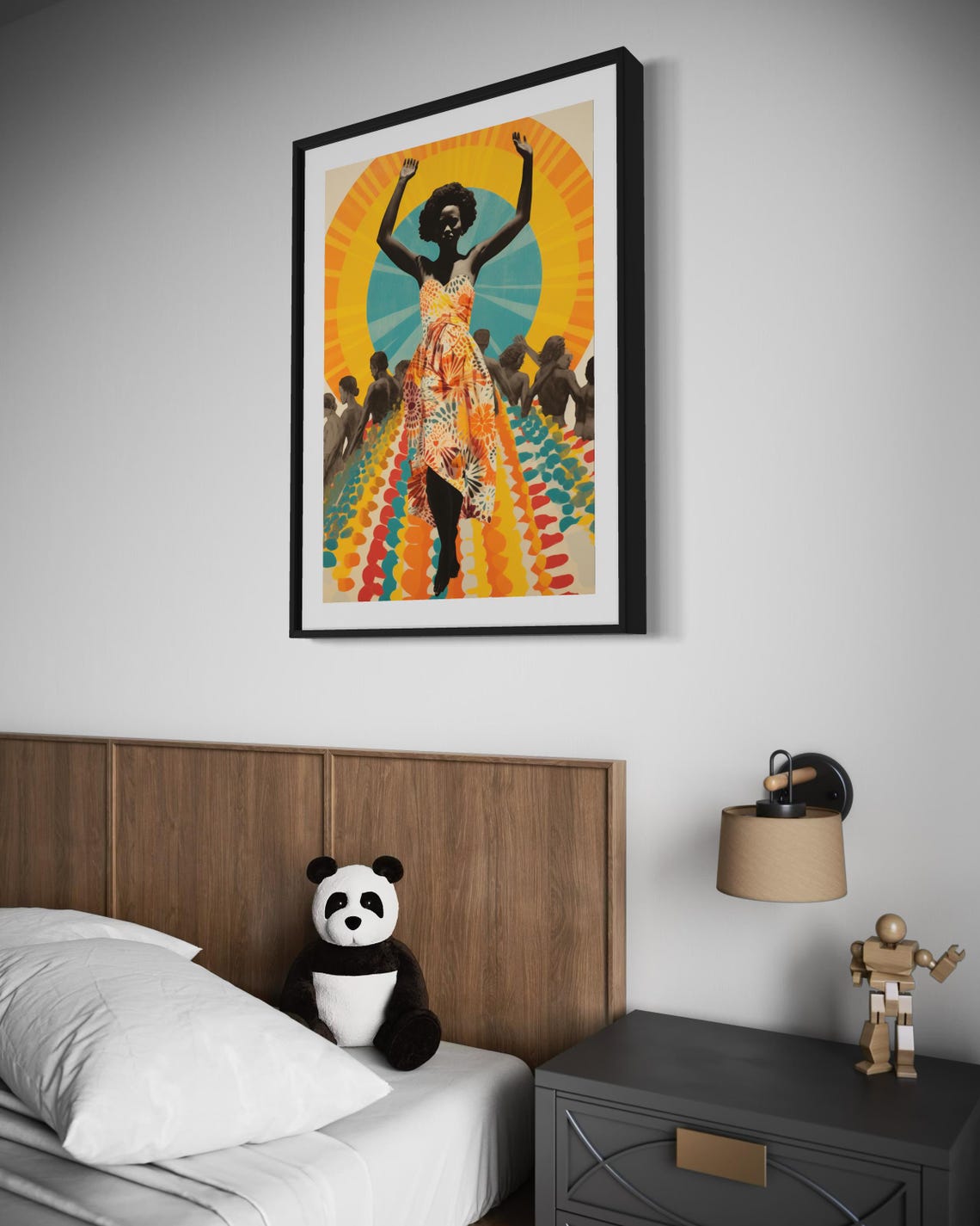 Joyful Black Woman Dancing Sunburst Colorful Dress Afrocentric Poster - Image 5
