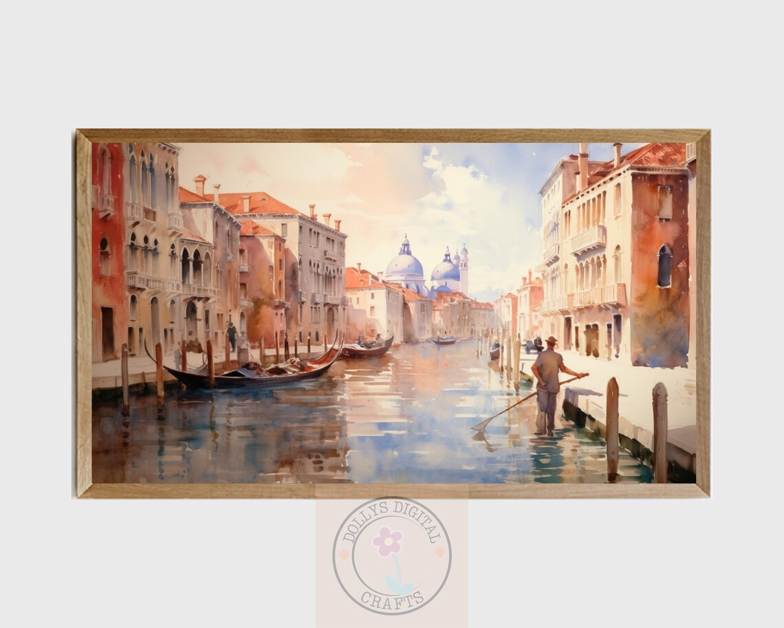 Venice Canal Gondola Watercolor Italian Scenic Travel Poster