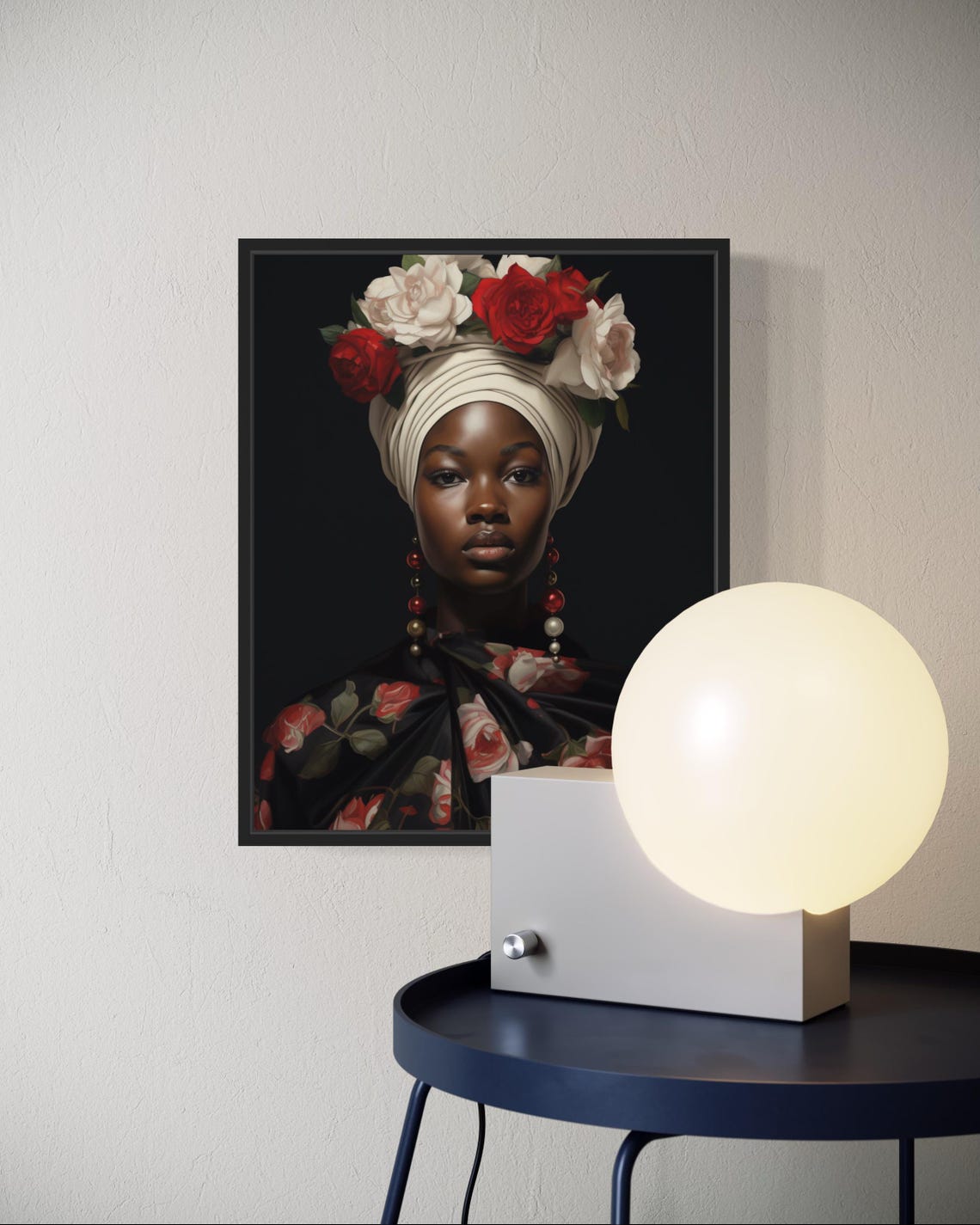 Black Woman Rose Crown Headwrap Floral Classic Portrait Poster - Image 5