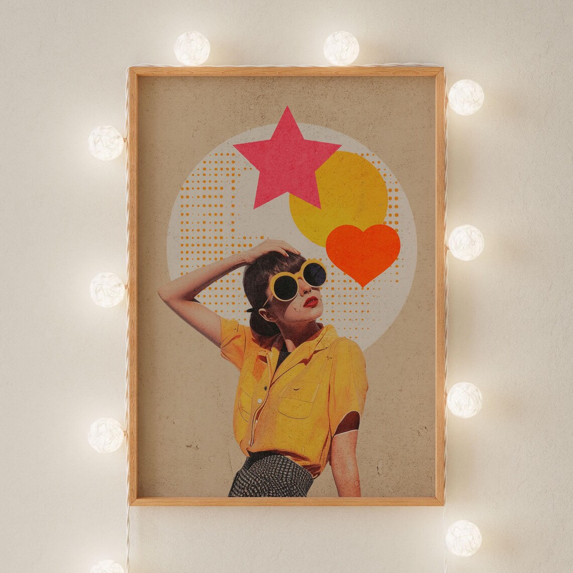 Vintage Style Retro Girl Abstract Art Print