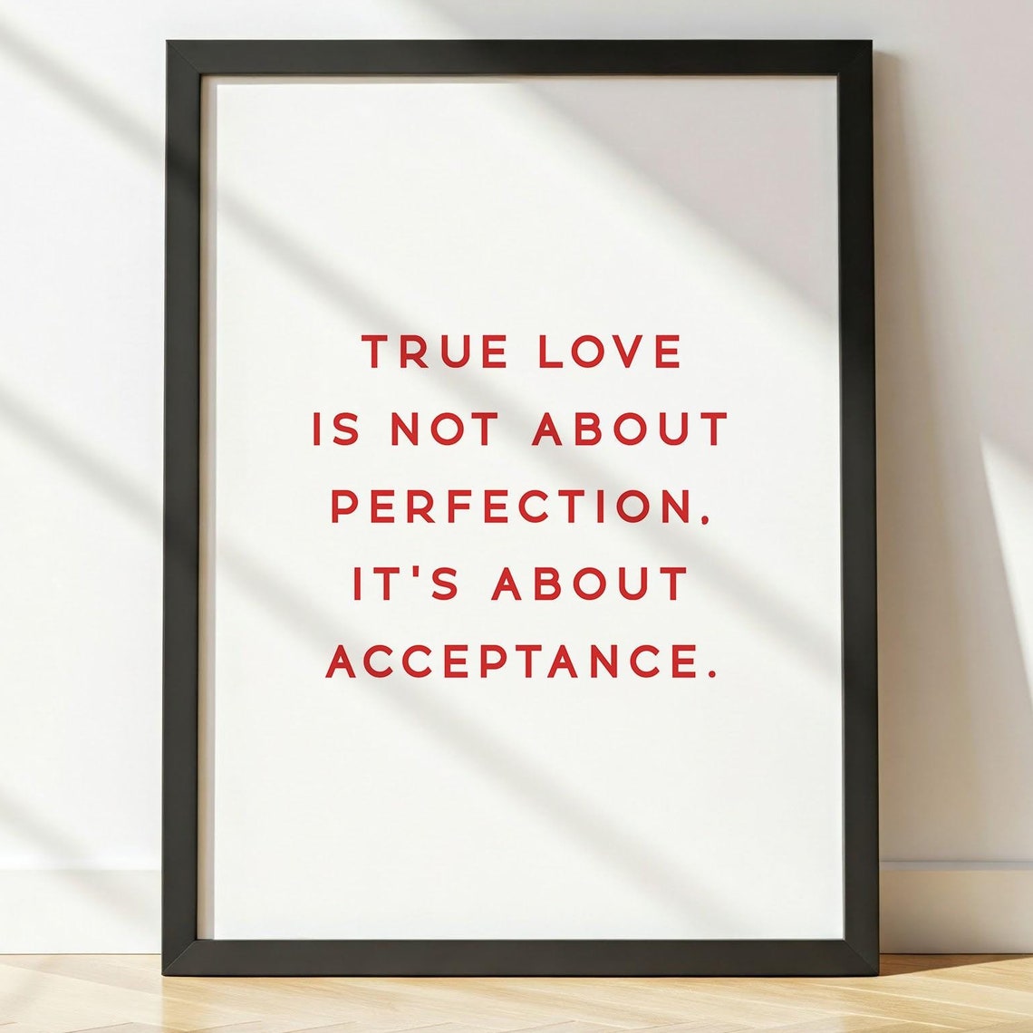 True Love Is Not About Perfection Acceptance Warm Red Quote Poster