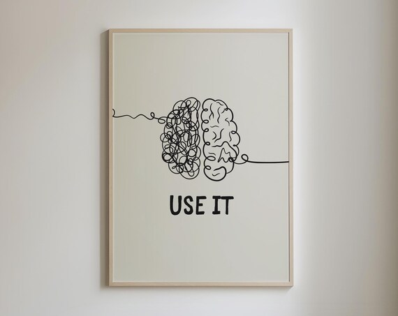 Trendy Funny Prints Brain Print Retro Mental Health Print Funny Quotes Wall Art Modern Apartment Decor Sarcastic Art