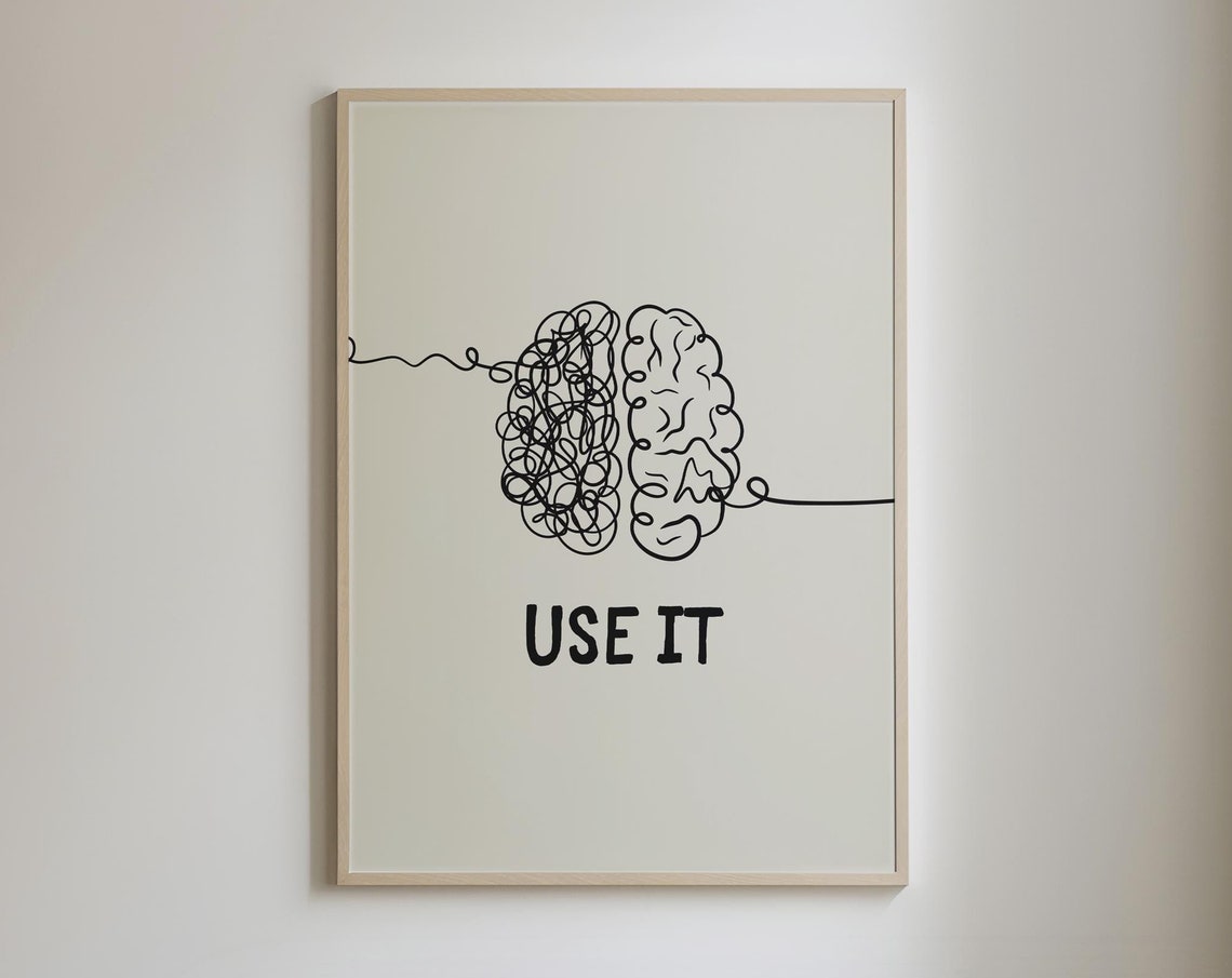 Use It Brain Line Art Creative Thinking Mindset Motivation Poster