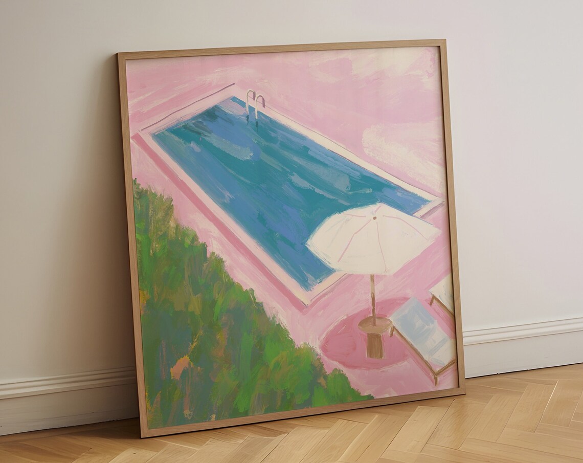Swimming Pool Print, Maximalist Modern Eclectic Art - Image 2