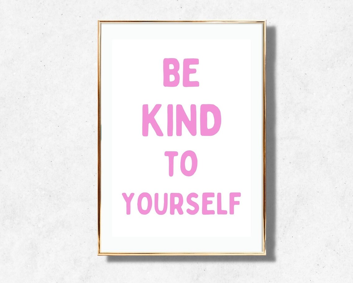 Be Kind To Yourself Pink Retro Typography Self Care Quote Poster - Image 4