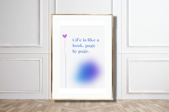 Life Is Like A Book Page By Page Blue Minimalist Daily Reminder Poster