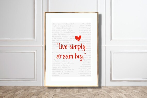 Quote Poster To Print Live Simply Dream Big Perfect For Home Or Office Modern And Minimalist Design For Joyful Living