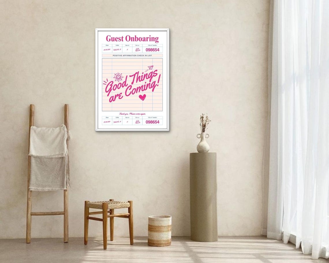 Good Things Are Coming Guest Check Receipt Pink Affirmation Poster - Image 2