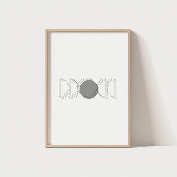 Minimalist Geometric Wall Art Print Black And White Abstract Shapes Poster Modern For Bedroom Or Office Decor