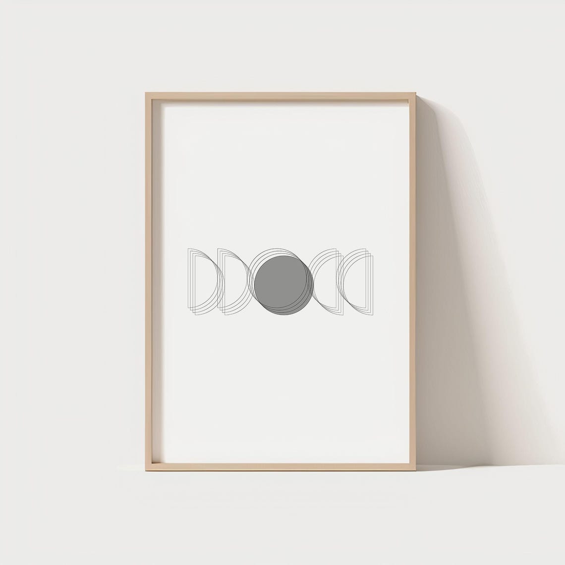 Minimalist Black and White Circle Abstract Geometric Art Print