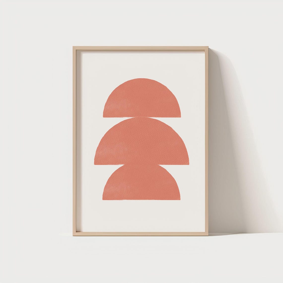 Mid Century Modern Coral Geometric Abstract Minimalist Wall Art