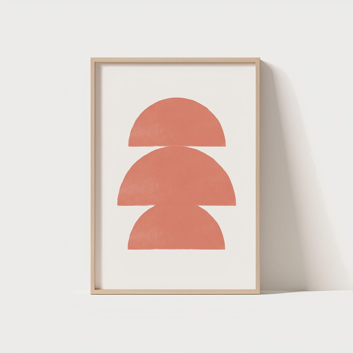 Mid Century Modern Coral Geometric Wall Art Minimalist Abstract Poster Boho Sun Print Home Decor
