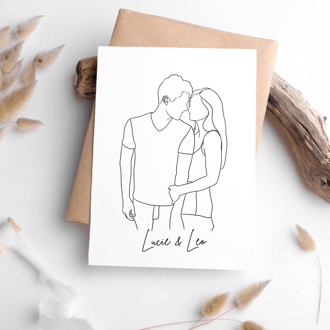 Couples Portrait Custom Line Drawing, Minimalist Art Print - Image 2