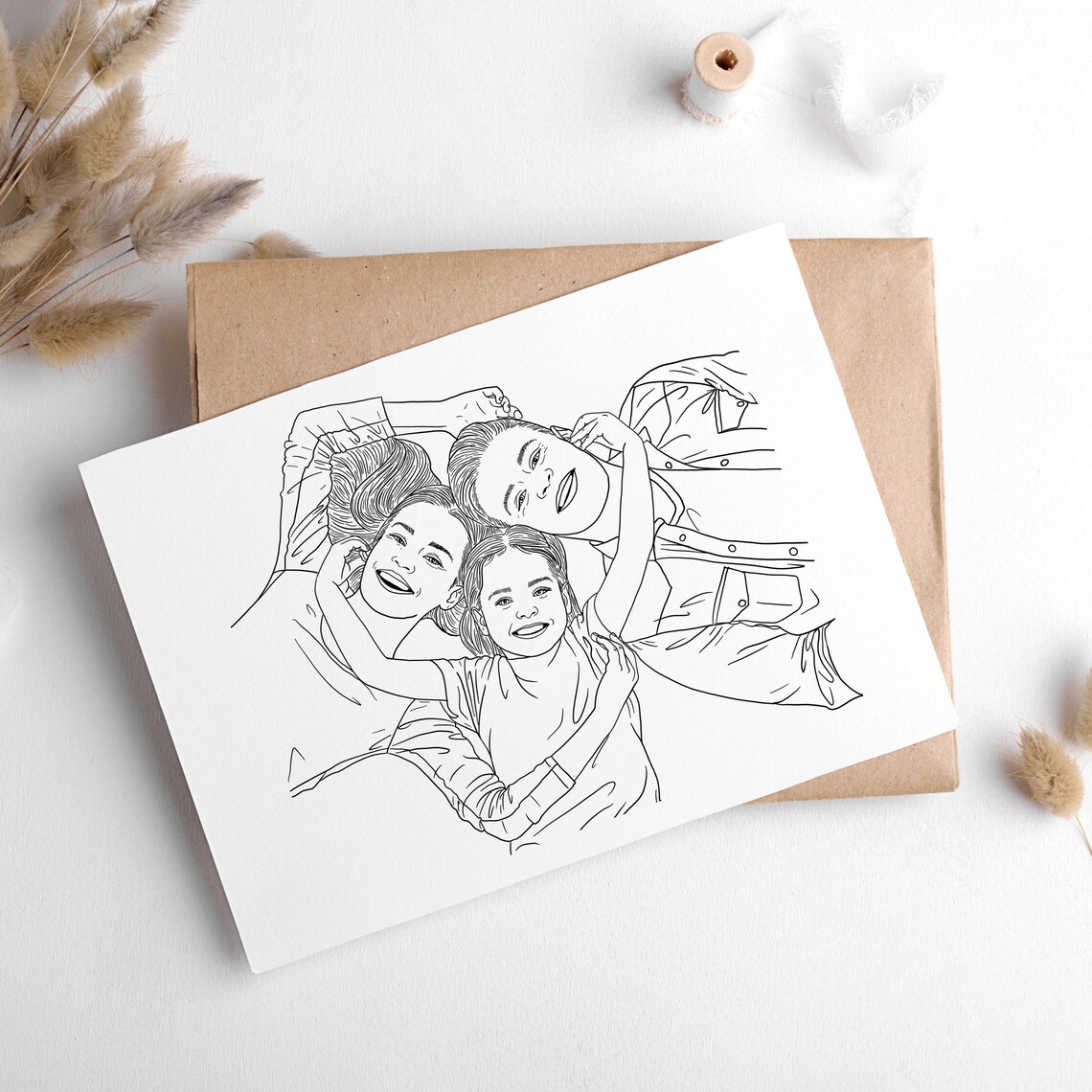 Custom Family Line Art Portrait, Mothers Day Gift - Image 3