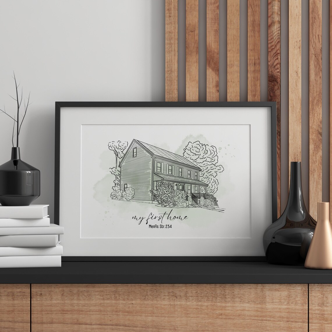 Custom House Illustration, Personalized House Portrait