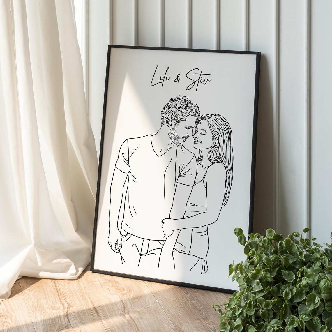 Me and You Couple Line Art Romantic Embrace Custom Portrait Poster - Image 4