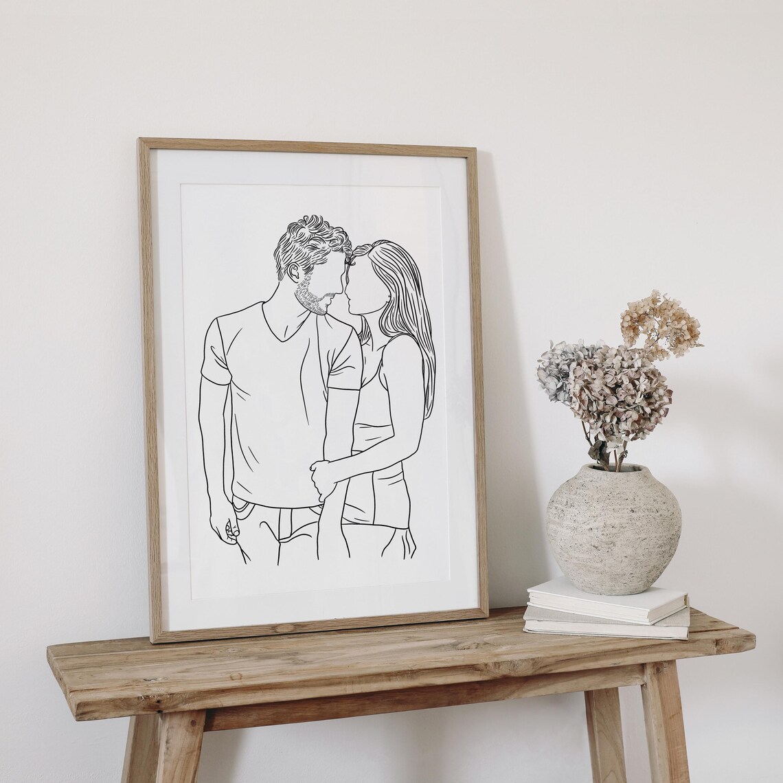 You and Me Faceless Couple Line Art Romantic Love Portrait Poster - Image 4