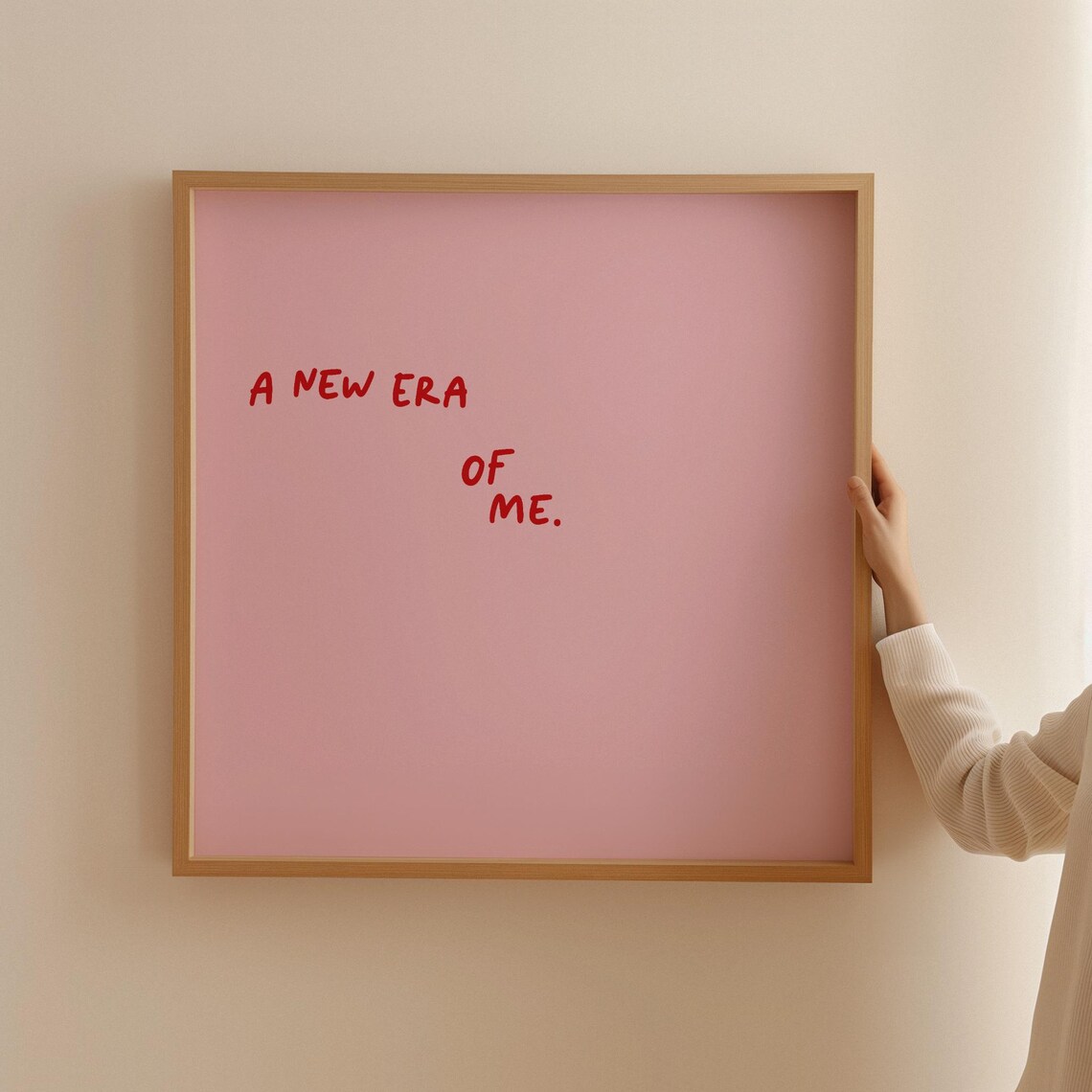 A New Era of Me Quote Poster Pink Red Handwritten Motivational Art