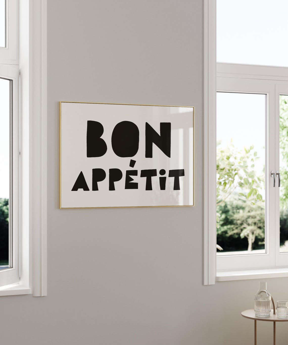 Bon Appetit Bold Black Lettering French Kitchen Dining Poster Art - Image 2