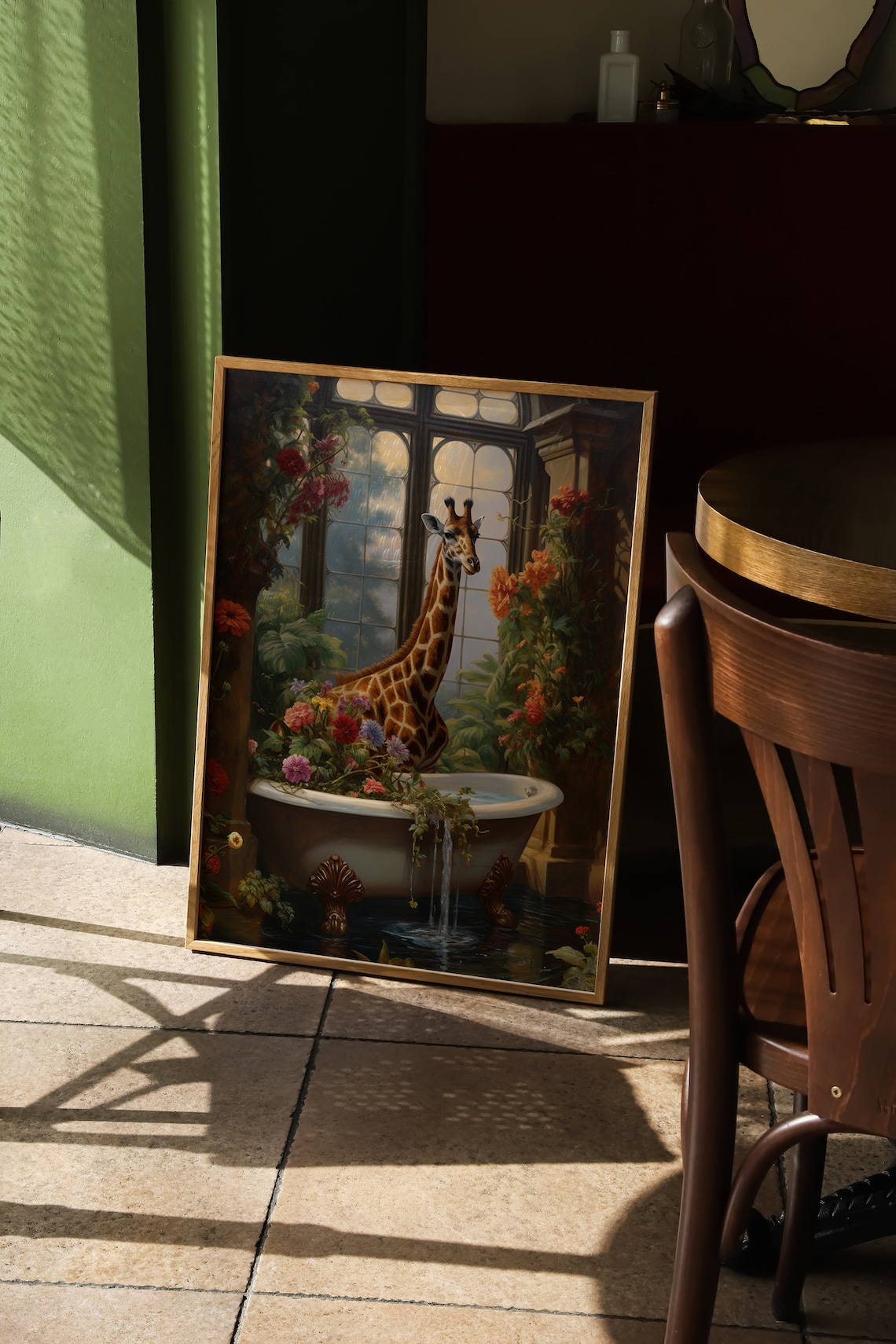 Giraffe in Jungle Bathroom Art Print, Maximalist Retro - Image 3