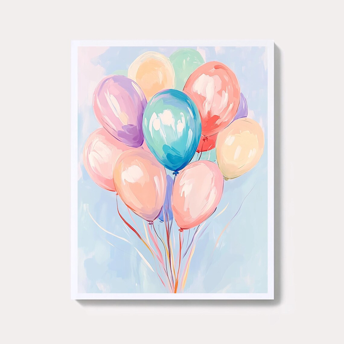 Pastel Rainbow Balloon Bouquet Birthday Party Watercolor Poster