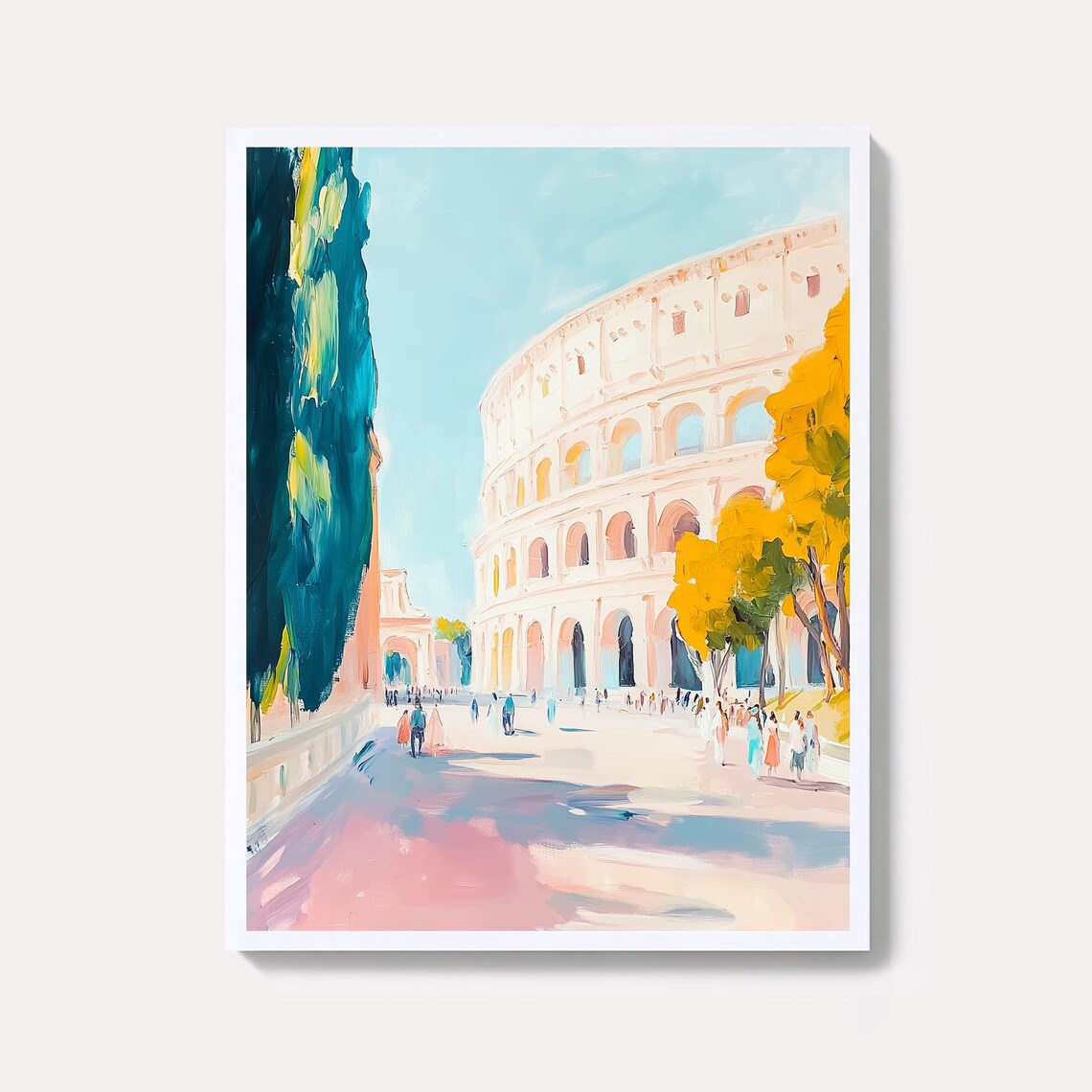 Rome Colosseum Watercolor Painting Italy Travel Landmark Poster