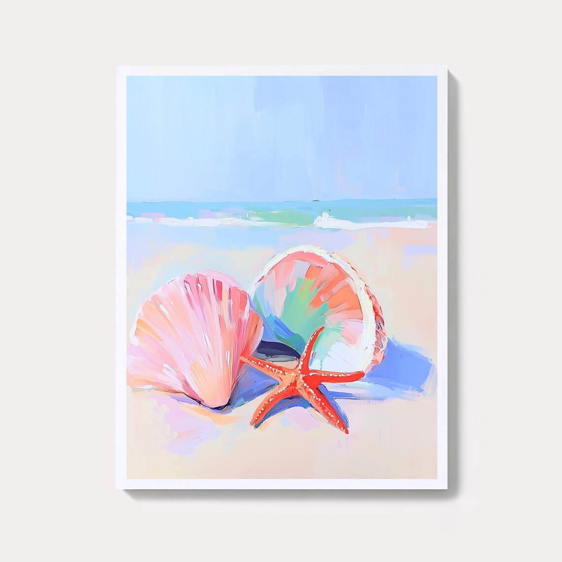 Seashell Starfish Beach Print Coastal Landscape Wall Art