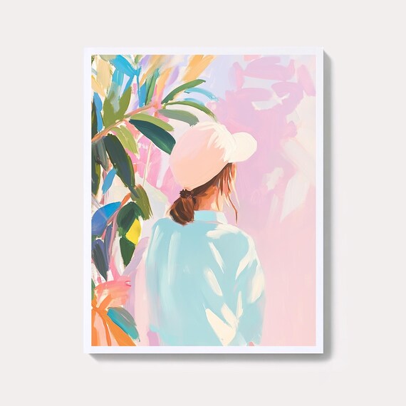 Jungle Woman Silhouette Painting Tropical Rainforest Wall Art Print Mystical Nature