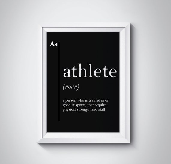 Athlete Definition Print Sports Fitness Gift Gym Decor Minimalist Wall Art Black And White Dictionary Typography Minimalist Scandinavian Art