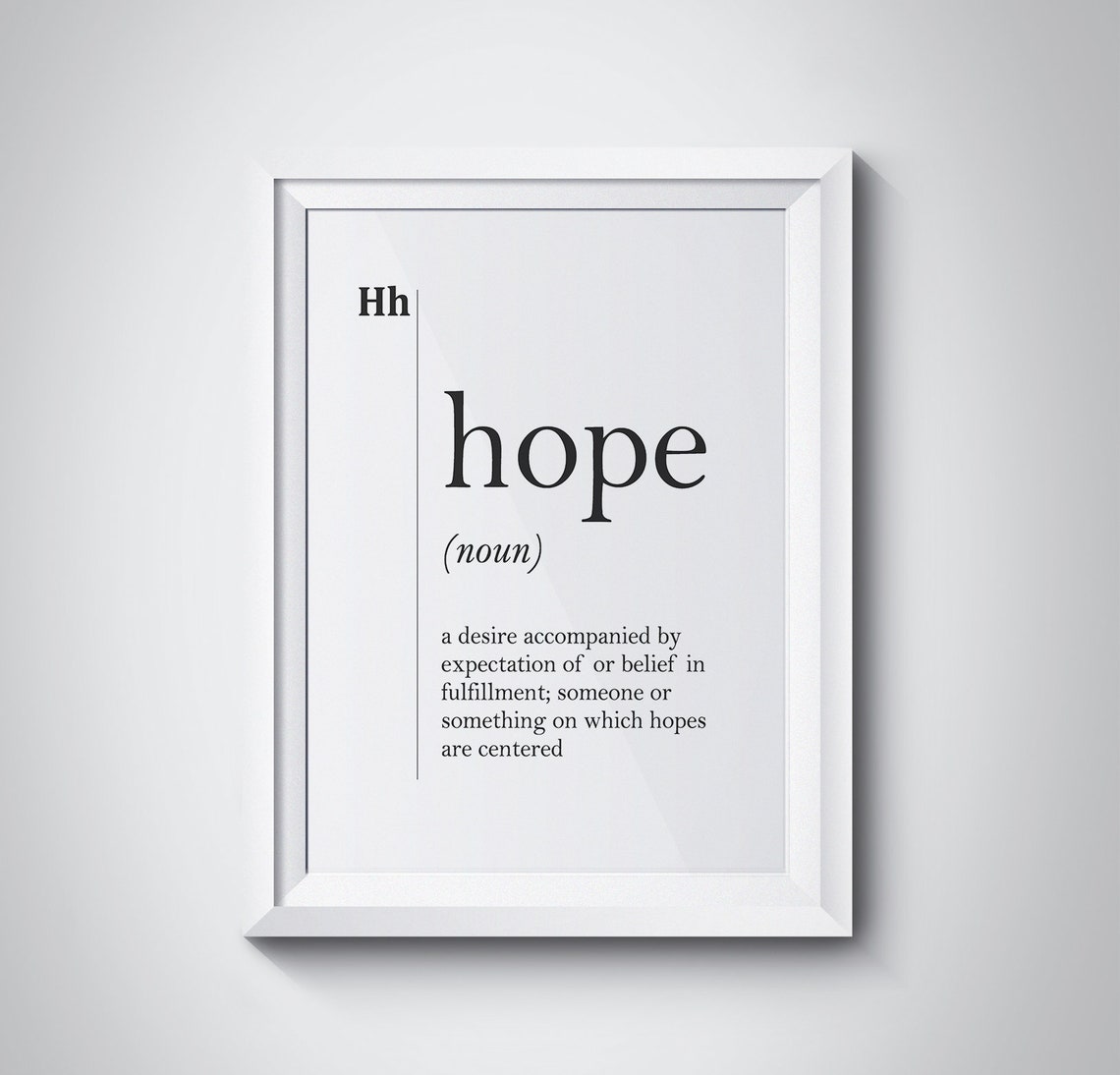 Hope Noun Dictionary Definition Inspiring Typography Quote Poster
