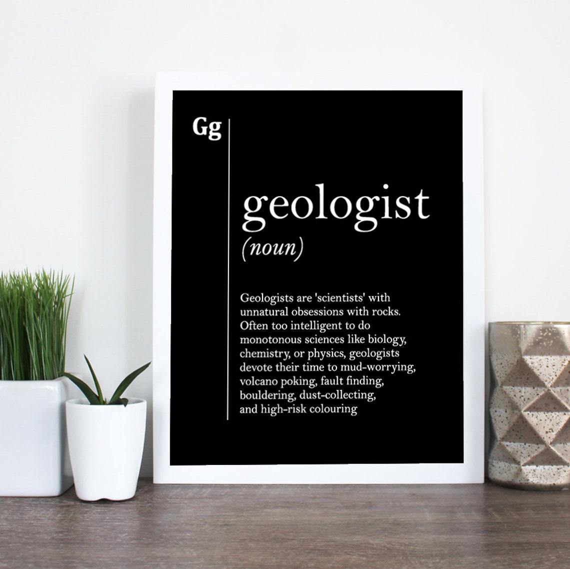 Funny Geologist Definition Quote Black Rock Lover Typography Wall Art - Image 2