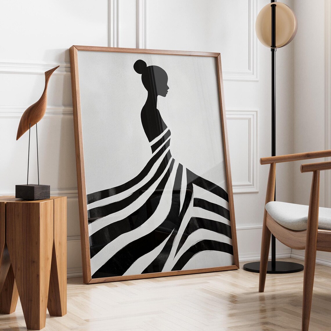 Electric Afro Woman, Nordic Minimalist Art Print