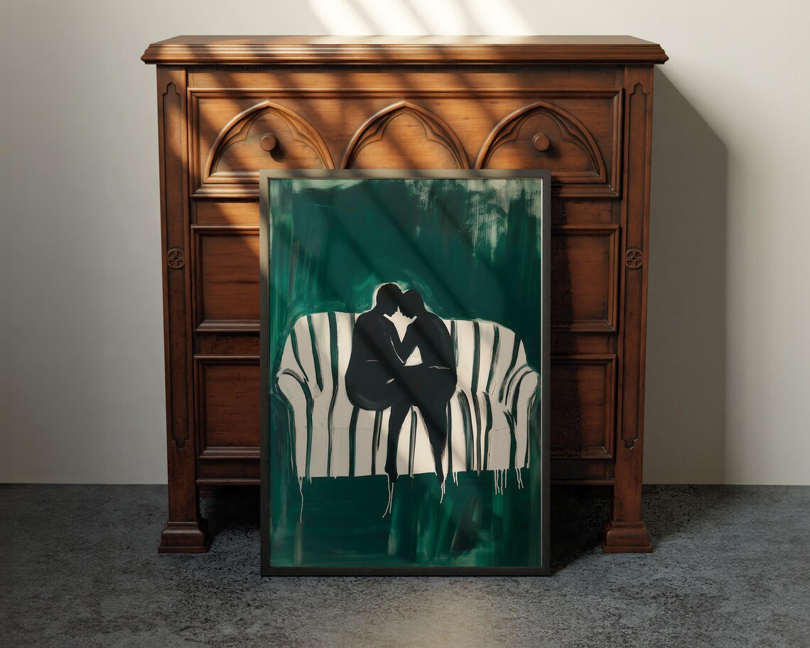 Romantic Couple Abstract People, Contemporary Artwork - Image 3