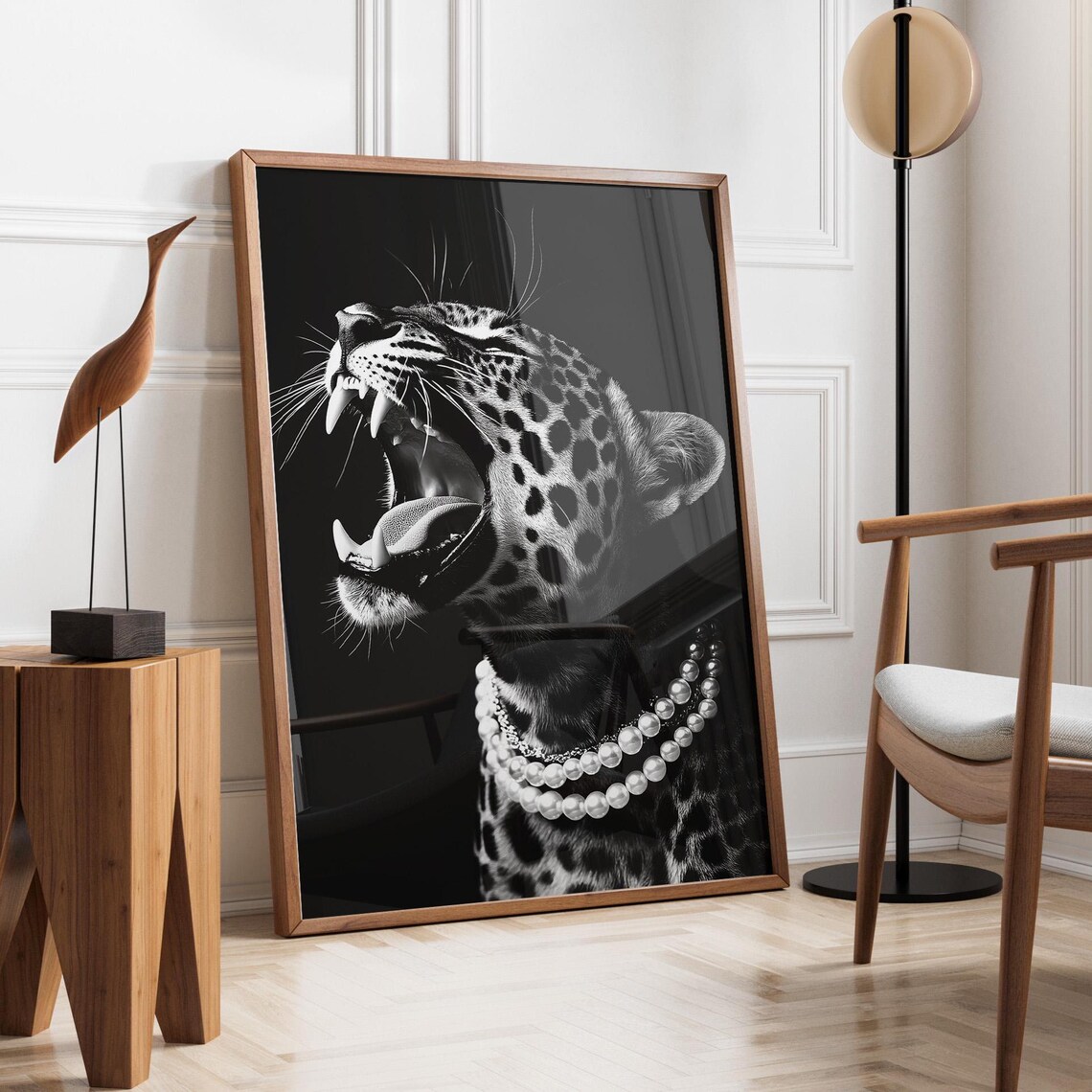 Luxury Leopard With Pearl, Elegant Art Print