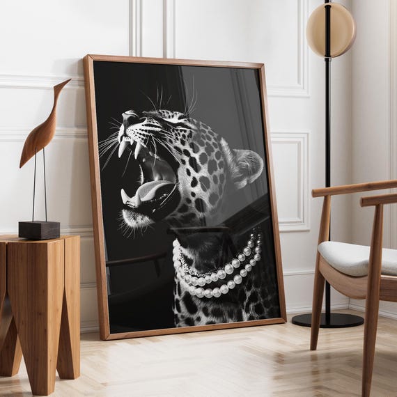 Luxury Leopard With Pearl, Elegant Art Print