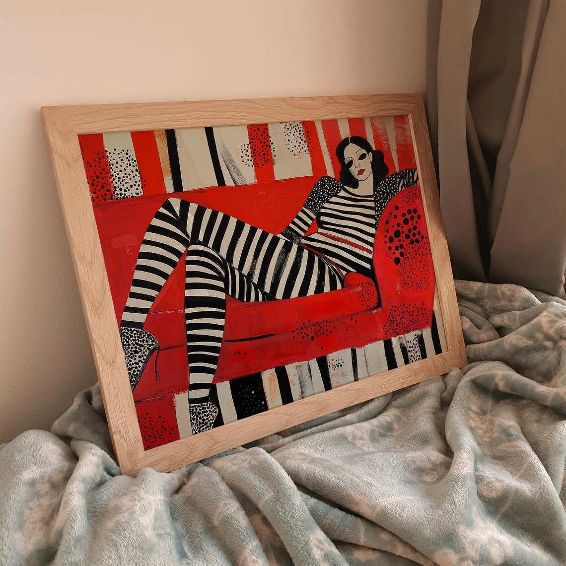 Woman Relaxing on Couch, Contemporary Abstract Artwork - Image 3