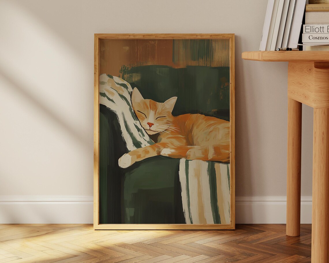 Sleeping Cat, Contemporary Cute Cat Poster - Image 2