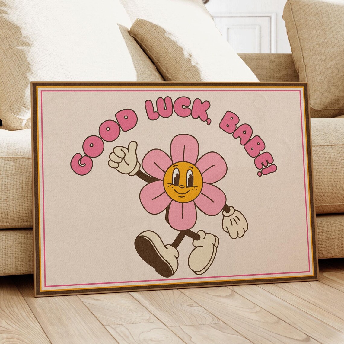 Good Luck Babe Chappell Roan Retro Flower Cartoon Pink Poster