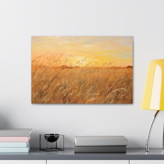 Golden Meadow Art Print Sunset Wall Decor Rustic Home Decoration Nature Lover Gift Boho Wall Art Cozy Living Room Decor