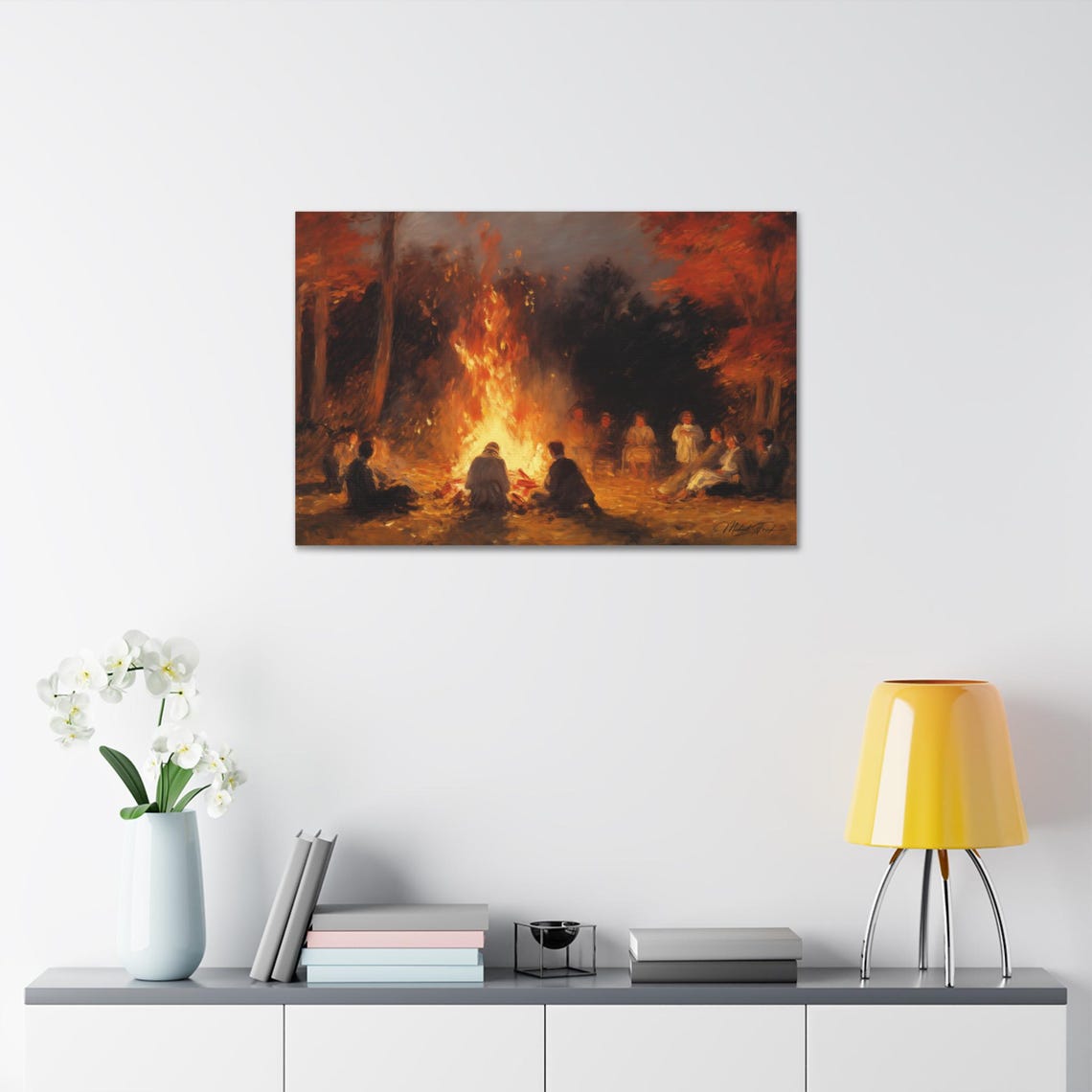 Autumn Bonfire Night Campfire Gathering Fall Warmth Scene Poster - Image 7